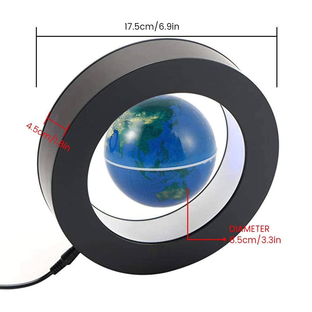 Floating Globe Levitating World Map Rotating Ornament LED Lamp for Bedside Light Novelty Floating Lamp Magnetic Levitation Globe